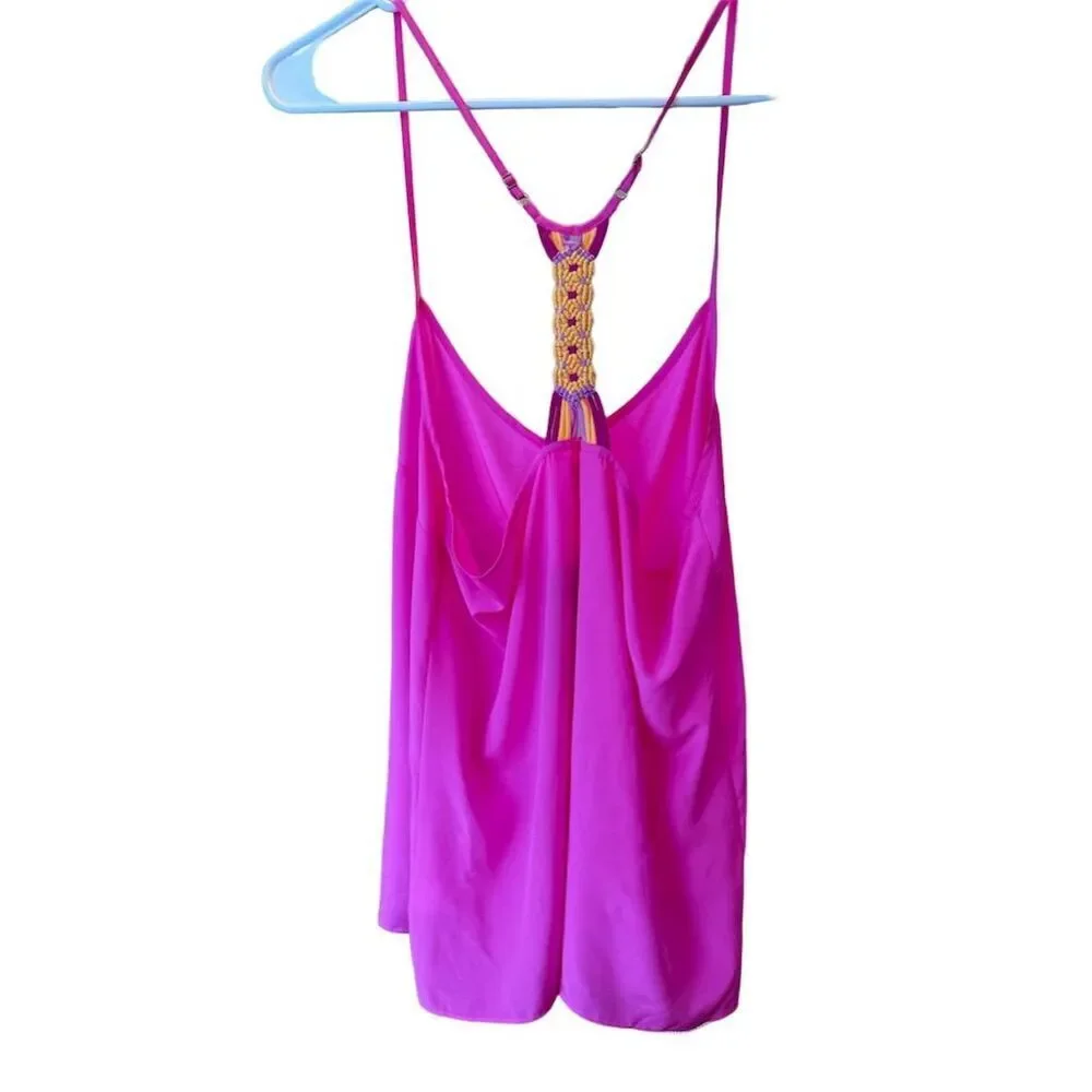 Lilly Pulitzer Women's Silk Tank Top‎ Pink with elegant back Detail Size M